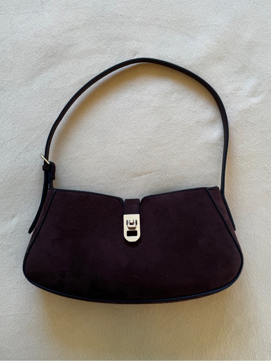 H&M Handbags - H&M Brown Suede Shoulder Bag with Gold Clasp